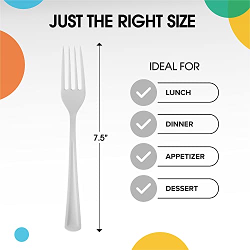 White Plastic Forks 200 Pieces White Forks Disposable Utensils Heavy Duty Plastic Cutlery Set Disposable Cutlery Sets Flatware Sets Silverware Set Party Supplies & Party Tableware (White / Forks)