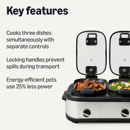 Triple Slow Cooker with Ceramic Nonstick Coating (Ceramic coating)
