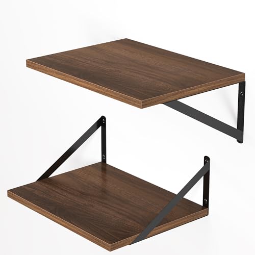 16W x 12D Deep Floating Shelves Set of 2 Walnut (Walnut With Black Metal Bracket / 16wx12dx5.8h)