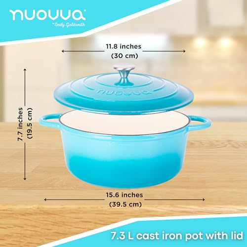 Cast Iron Dutch Oven with Lid (Blue / 7.3-Quart - Deep)