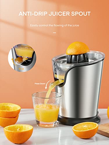 Orange Juicer Squeezer Electric Citrus Juicer with Two Interchangeable Cones Suitable for orange
