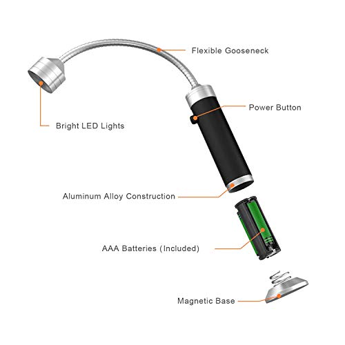 Barbecue Grill Light Magnetic LED Flexible Gooseneck Grilling Accessories (Black)