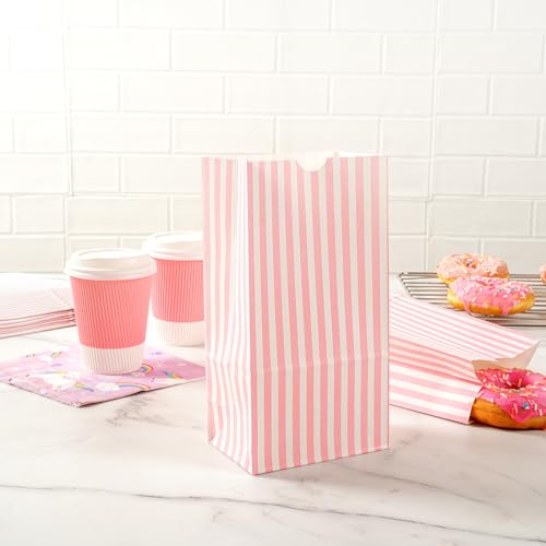 Pink And White Stripe Paper Bag (4 lb / Pink & White)
