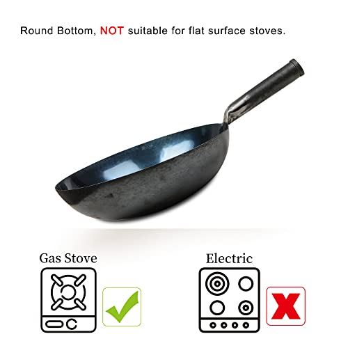 ZhenSanHuan HandHammered Carbon Steel Stir Fry Wok NoCoating