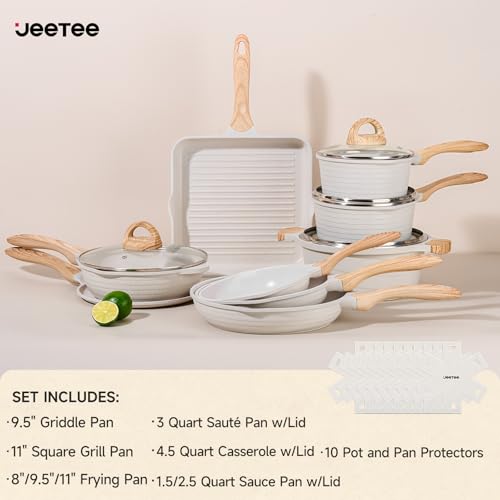 23pcs Pots and Pans Set Non Stick (23 pcs White Aluminum)