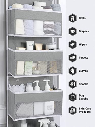 Over the Door Storage Organizer for Nursery Closet 6 Tier Grey (Grey / 6 Tier)