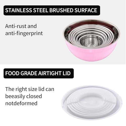Pink Mixing Bowls with Lids Set of 7 (Pink / 7 Sizes)