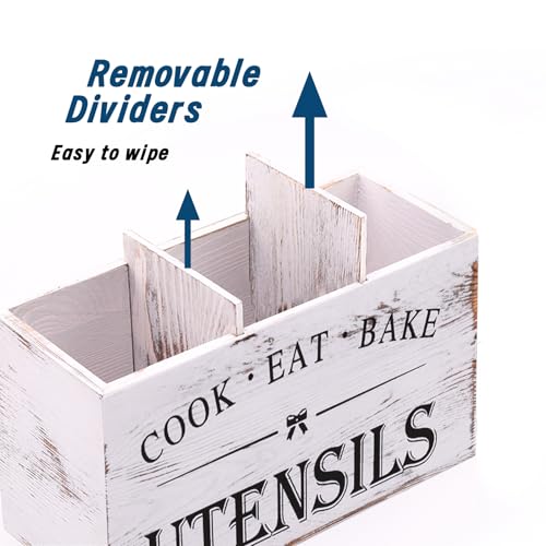 Kitchen Utensil Holder for Counter or Countertop (White Utensil Holder 3)