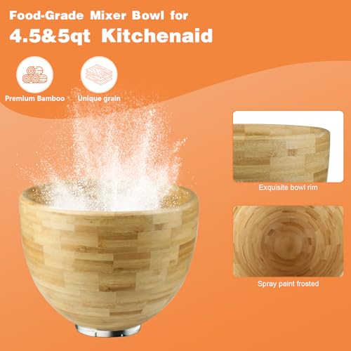 5 Qt Solid Wood Mixing Bowl Compatible with KitchenAid Tilt