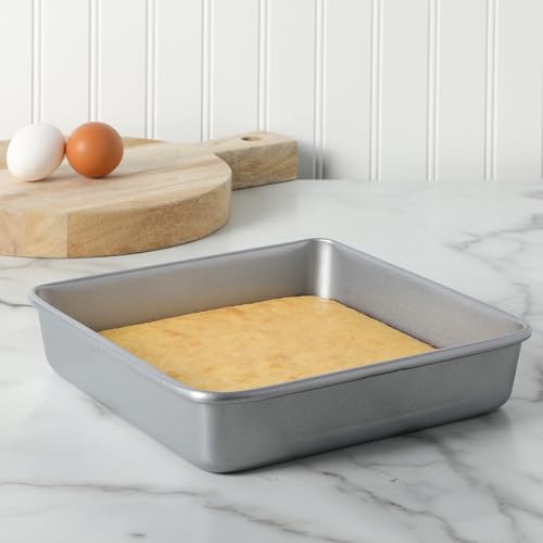 Gallen 9 Inch Square Nonstick Carbon Steel Cake Pan (Silver / 9" Cake Pan)