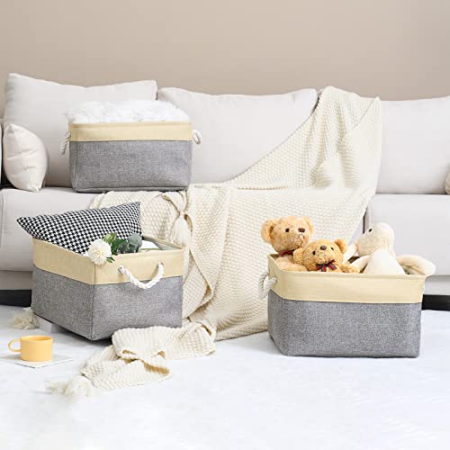 Storage Basket for Organizing (Gold&Grey / 2PCS/Large - 15.7Lx11.8Wx8.3H)