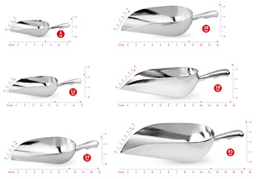 34509 One Piece Cast Aluminum Round Bottom Bar Ice Flour Utility Scoop (5-Ounce / Silver)