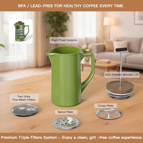 Ceramic French Press 22oz (Green)