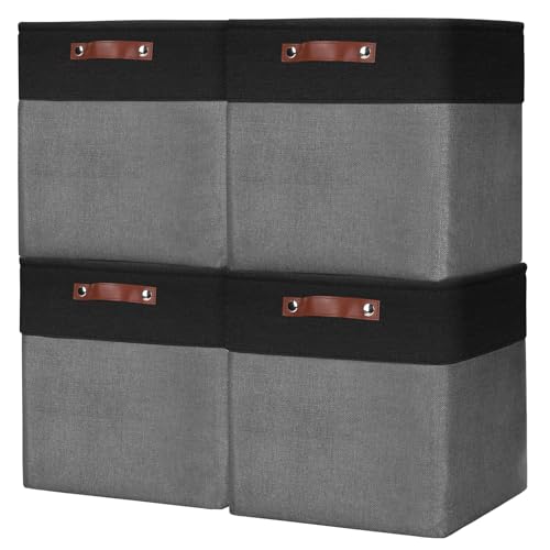 13x13 Cube Storage Bins (Gray / Black / Cube - 13"x13"x13")