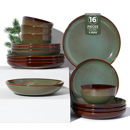 Ceramic Dinnerware Sets for 4 (Sage Green / Set (16pcs))