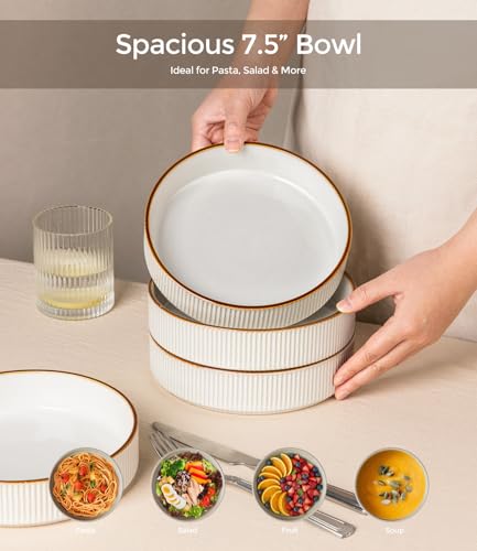 7.5 Inch Pasta Bowls Set of 6 (Set of 6 / Warm White)