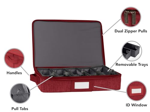 Flatware Storage Box with Removable Trays (Red Heather / 15W x 11D x 3H)