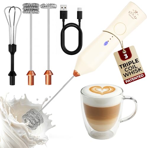 Rechargeable Milk Frother Handheld (Zulay Dynamic Cream & Gold / Rechargeable Z1 Motor Max)
