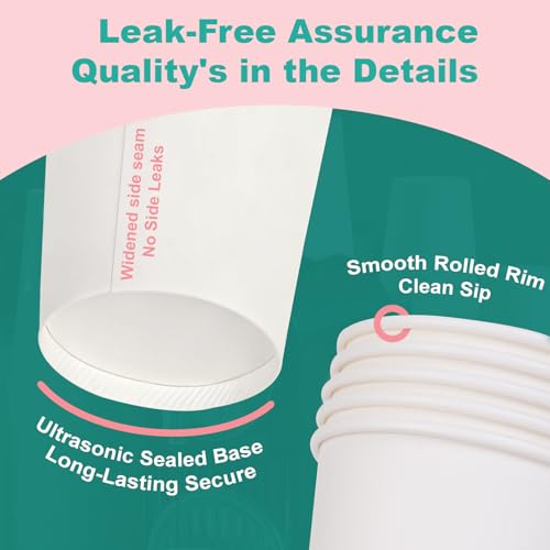 12 oz 100 Pack Disposable Coffee Cups (White- 100pack / 12 oz)
