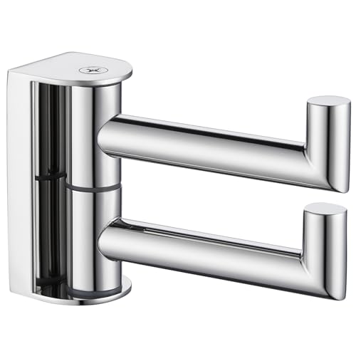 Polished Chrome Swivel Towel Hook with 2 Rotating Arm (1 Pack / Polished Chrome)