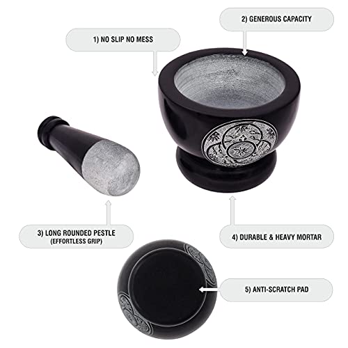 Mortar and Pestle (Black with Engraving)