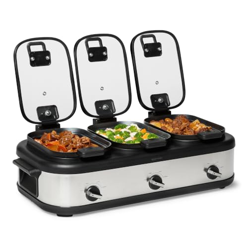 Triple Slow Cooker with Ceramic Nonstick Coating (Ceramic coating)