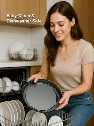 10 Inch Round Quiche Pans with Pie Server. Removable Bottom (10IN*1.2IN)