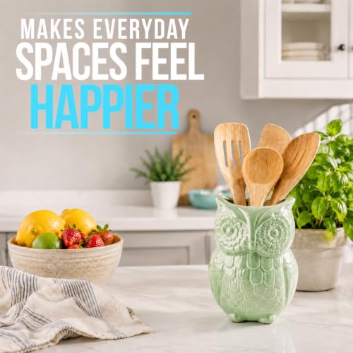 Sage Green Owl Utensil Holder (Sage Green)