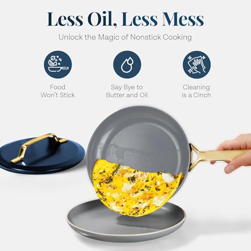 Modern 11 Pc Ceramic Cookware Set (Navy)
