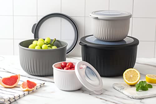 Prep Bowls with Lids (Black/White / 8 Piece Set - Deep Bowls)