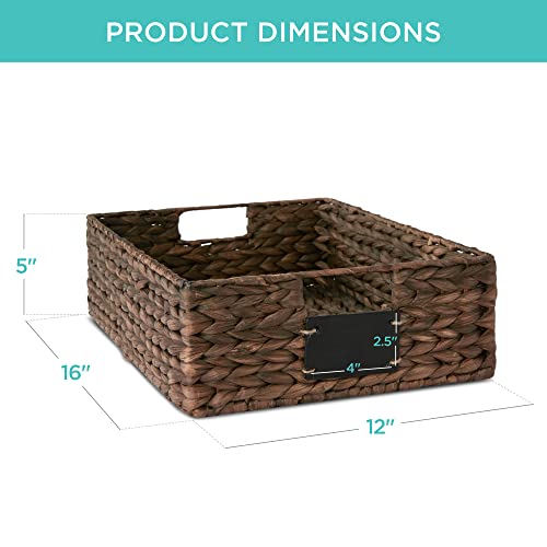 Set of 4 16x12in Large Water Hyacinth Pantry Baskets (12x16x5in / Brown)