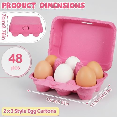 48 Pieces Colored Paper Pulp Egg Cartons 2 x 3 Colorful Style Vintage Blank Egg Cartons for Fresh Duck Quail Storage Kitchen Family Farmhouse (2x3 / Colorful)