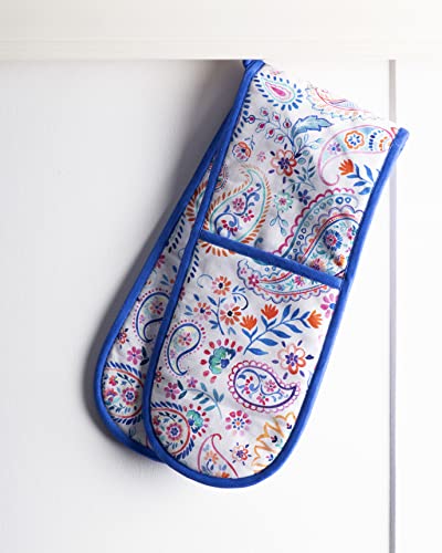Double Oven Mitts 100% Cotton Double Oven Glove (083 - Indian Floral / 7" x 35" (Double Oven Mitt))