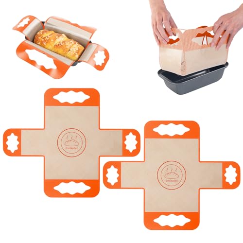 2 Pcs Reusable Silicone Bread Loaf Pan Liners (Orange)