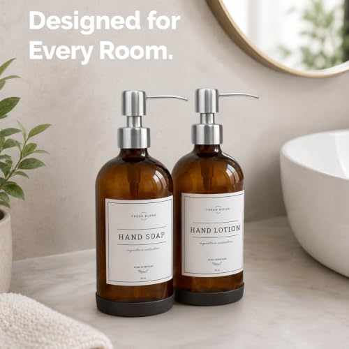 Amber Glass Soap Dispenser (Amber Bottle / Silver Pump)