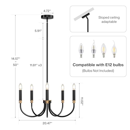Modern Black Chandelier (Farmhouse Modern)