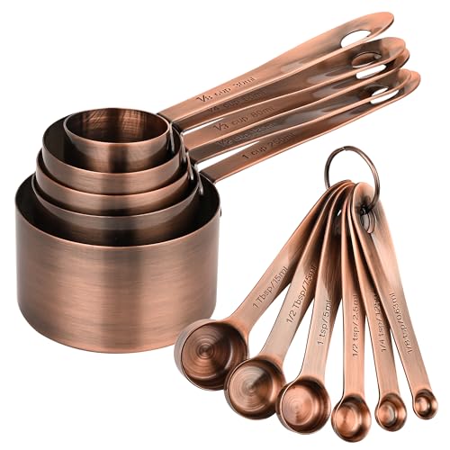 Copper Measuring Cups and Spoons Set