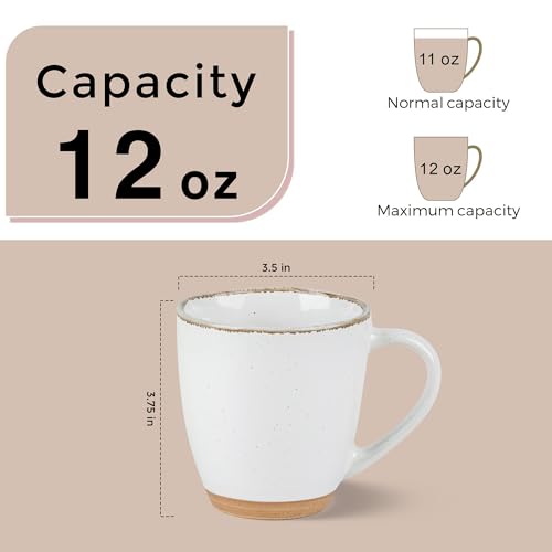 12oz Ceramic Coffee Mugs set of 4 (White(Handbrush Rim) / Set of 4)
