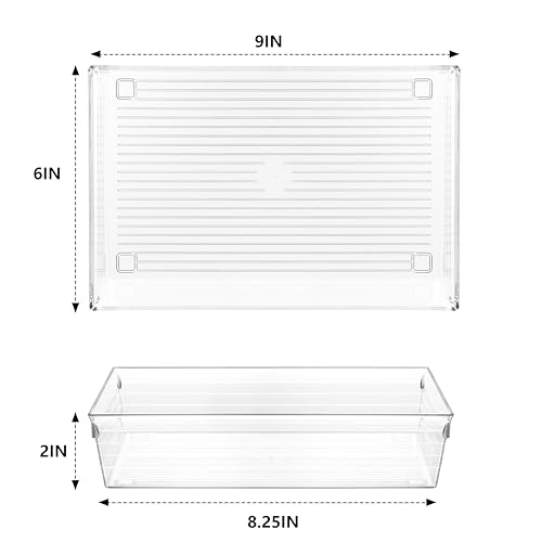 Clear Plastic Drawer Organizer Tray for Vanity Cabinet (9 in x 6 in x 2 in)