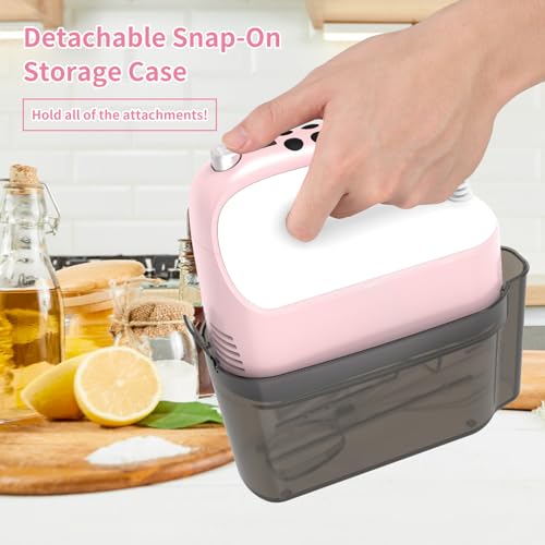 9 Speed Digital Hand Mixer Electric (Pink/White)