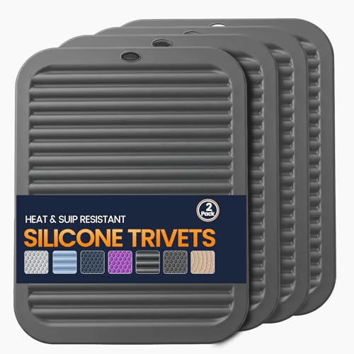 Silicone Trivet Mats 4 Heat Resistant Pot Holders Multipurpose Non (Warm Gray)