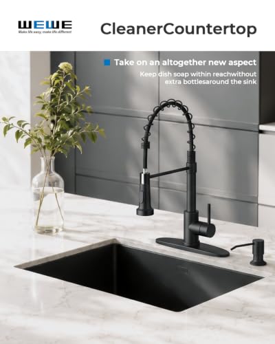 Utility Sink Faucet with Sprayer and Soap Dispenser (Matte Black)