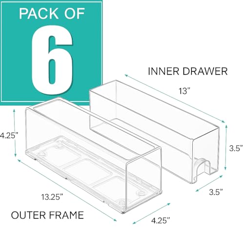 Clear Storage Drawers for Refrigerator with Handles (6 Pack / Small)