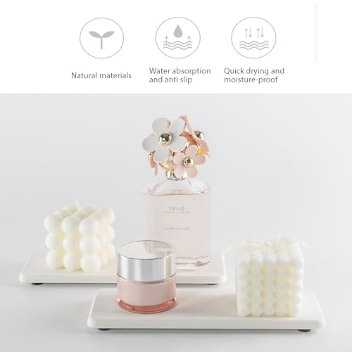 2Pcs Stone Soap Trays Water Absorbing Diatomite Coaster (White / 8.7" x 3.2")