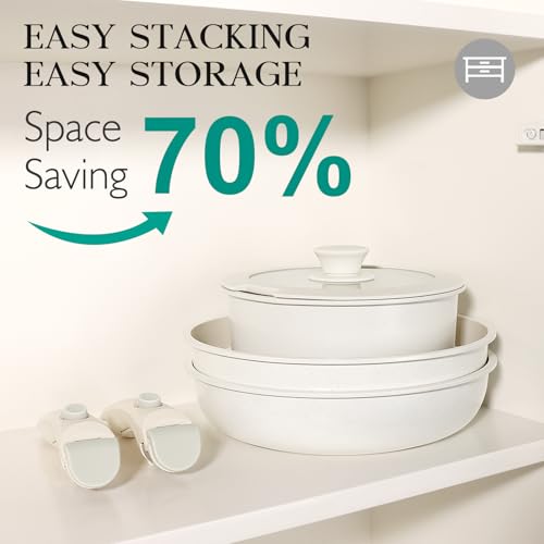 5Pcs Pots and Pans Set Non Stick (White / 5PCS)