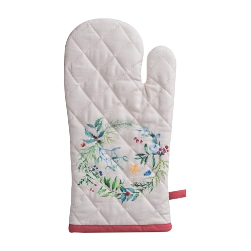 Maison d'Hermine Oven Gloves 100% Cotton Oven Mitt (100 - Holly Time / 7.5" x 13" (Oven Mitt))