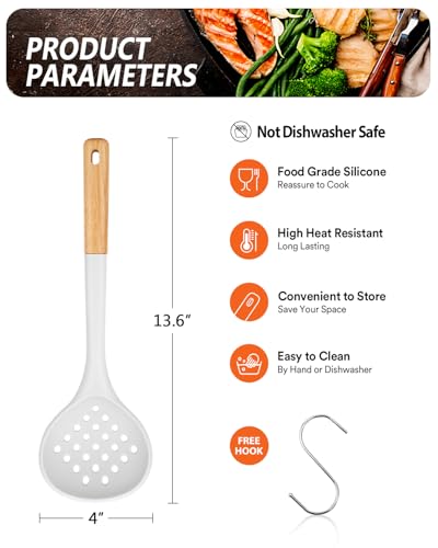 Silicone Kitchen Ladle Strainer (White)
