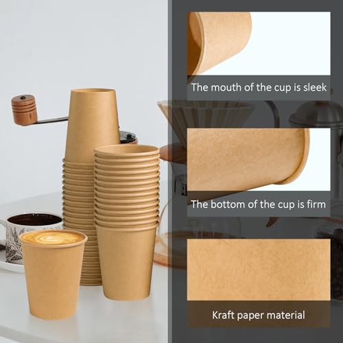 1000 Pack 8 oz Paper Cups Brown Kraft Disposable Paper Coffee Cups (Brown / 8OZ-1000PACK)