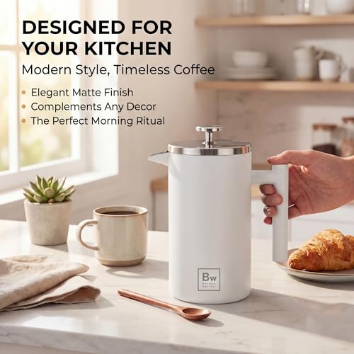 French Press Coffee Maker (White)