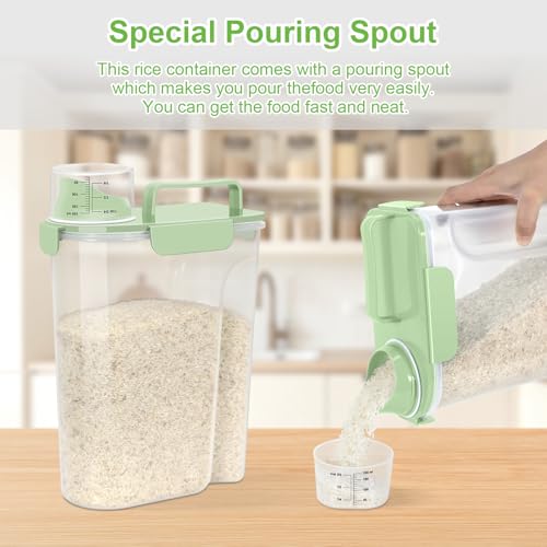 Airtight Rice Storage Container (Green / 5L-1pack)